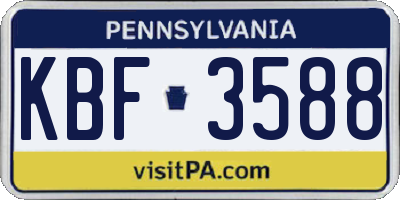 PA license plate KBF3588