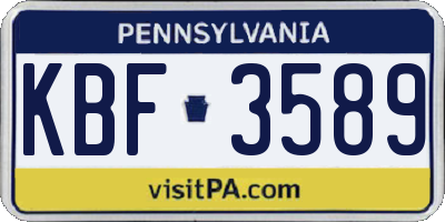 PA license plate KBF3589