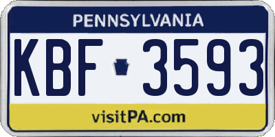 PA license plate KBF3593