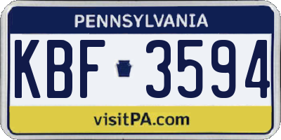PA license plate KBF3594