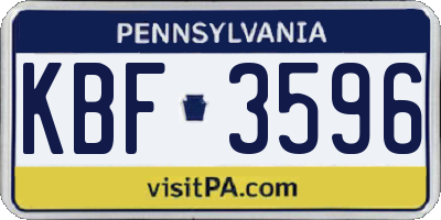 PA license plate KBF3596