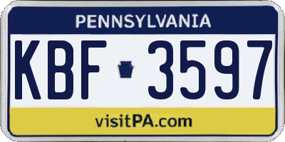 PA license plate KBF3597