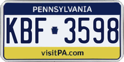 PA license plate KBF3598