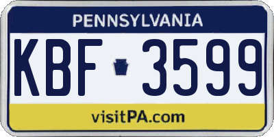 PA license plate KBF3599