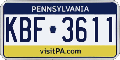 PA license plate KBF3611