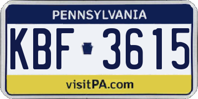 PA license plate KBF3615