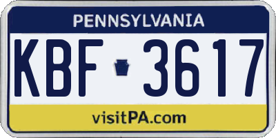 PA license plate KBF3617