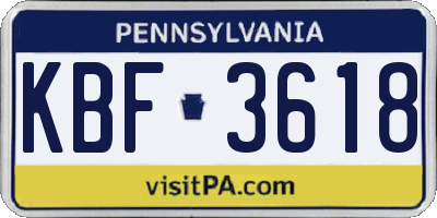 PA license plate KBF3618