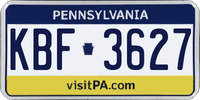 PA license plate KBF3627