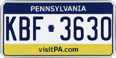 PA license plate KBF3630
