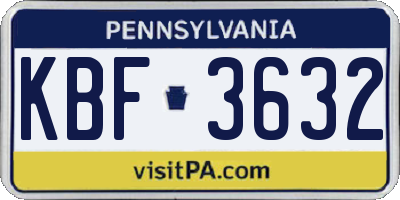 PA license plate KBF3632