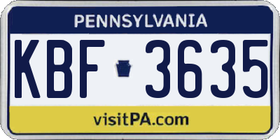 PA license plate KBF3635
