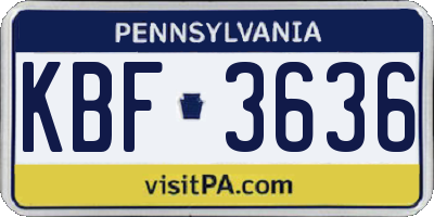 PA license plate KBF3636