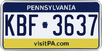 PA license plate KBF3637