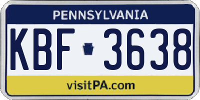 PA license plate KBF3638