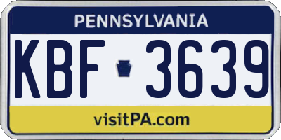 PA license plate KBF3639