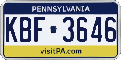 PA license plate KBF3646