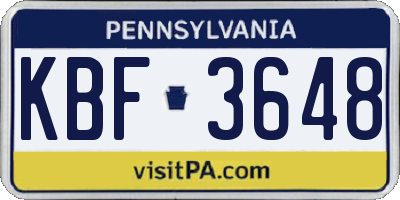 PA license plate KBF3648