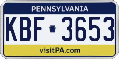 PA license plate KBF3653