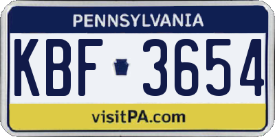 PA license plate KBF3654
