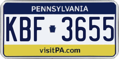 PA license plate KBF3655