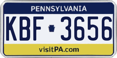 PA license plate KBF3656