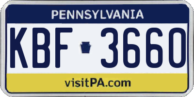 PA license plate KBF3660