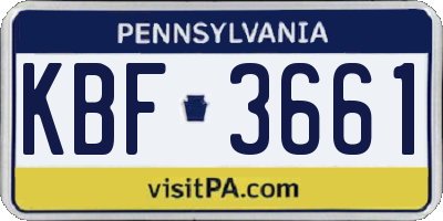 PA license plate KBF3661