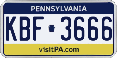 PA license plate KBF3666