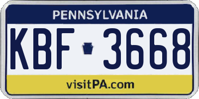 PA license plate KBF3668