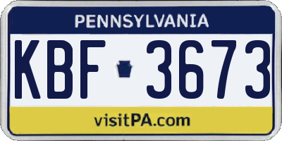 PA license plate KBF3673