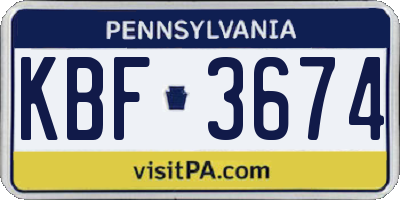 PA license plate KBF3674