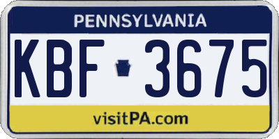 PA license plate KBF3675