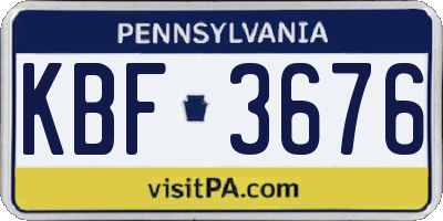 PA license plate KBF3676