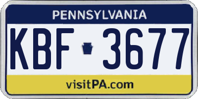 PA license plate KBF3677