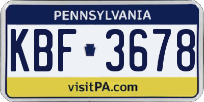 PA license plate KBF3678