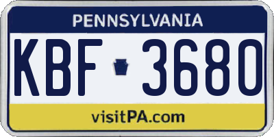 PA license plate KBF3680