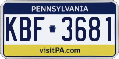 PA license plate KBF3681
