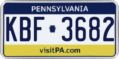PA license plate KBF3682