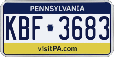 PA license plate KBF3683