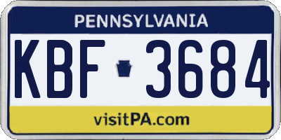 PA license plate KBF3684