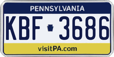 PA license plate KBF3686