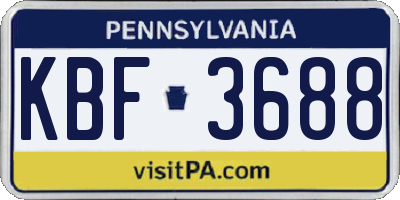 PA license plate KBF3688