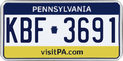 PA license plate KBF3691