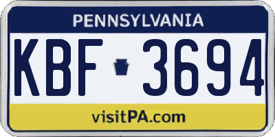 PA license plate KBF3694