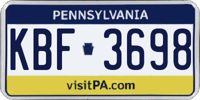 PA license plate KBF3698