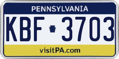 PA license plate KBF3703