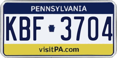 PA license plate KBF3704