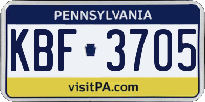 PA license plate KBF3705