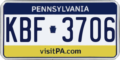 PA license plate KBF3706
